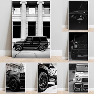 Black And White Wagon Canvas Painting Classic Fashion Sports Car Poster Luxury G Class Wall Art Club