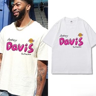 Thick Eyebrow Brother American Style Letter Print Pure Cotton Short Sleeve Lakers Anthony Davis Bask