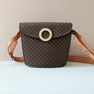 【特選貨品】稀有中古二手Celine老花金環薯條小包單肩側斜背手袋