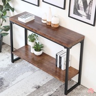 Solid wood console table Double-layer console table Long table Narrow sideboard table shelf rack