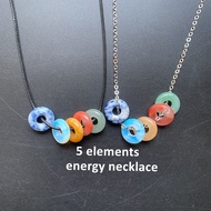Round Pendant 5 Element multicolour stones Pendant Lulutong Lucky Necklace Unisex Jewelry Air Fire E
