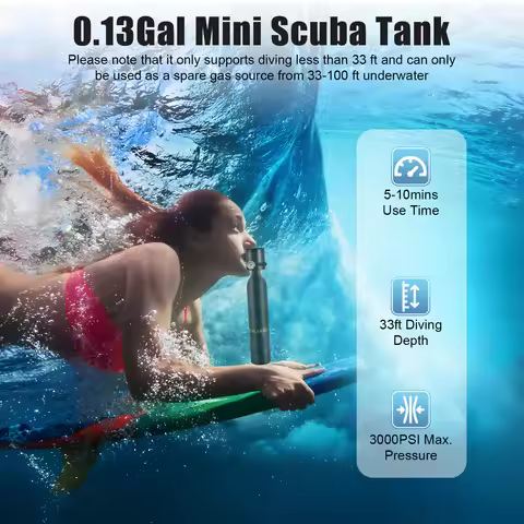 0.5L Mini Scuba Tank Mini Diving Bottle for Underwater Breathing (5-10 Mins) Diving Cylinder Equipme