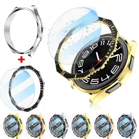 3 in 1 Case+Bezel Ring+Glass Film For Samsung Galaxy Watch 6 Classic 47MM 43MM Screen Protector Gala