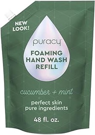 Puracy Foaming Hand Soap Refill, 98.6% Plant-Based, Sulfate-Free Natural Foam Hand Wash Refills, Gently Scented with Real (Cucumber &amp; Mint 48 Ounce)