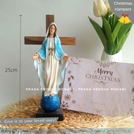Patung Bunda Maria / Bunda Maria segala bangsa + kayu salib