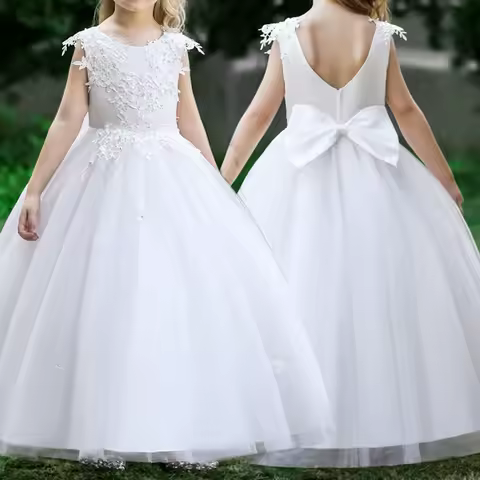 Teen Girls 6-14 Years Long Dress Bridesmaid Kids Dresses Children Princess Party Wedding Prom Gown F