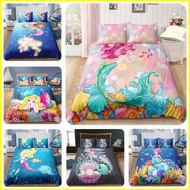 ST2 DISNEY The Little Mermaid Bedsheet Pillowcase combination Comfortable Washable High Quality  3IN