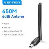 Vention USB WiFi Adapter Adapter AC650 WiFi5 5G&2.4G USB WiFi Card Dongle For PC Desktop Laptop Blue