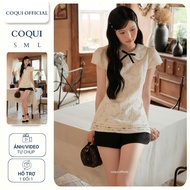 Luxury lady's set COQUI lace top and elegant classic shorts PETTI SET