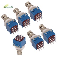 True Bypass Guitar Effect Pedal Switch 6PCS 3PDT Foot Switch PCB Button-On-on Latching 9 Pins Blue