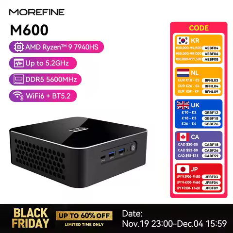 MOREFINE Mini PC AMD Ryzen R9-7940HS R7-7640HS R5-6600H WIN11PRO Desktop Computer DDR5 16GB RAM 1T S