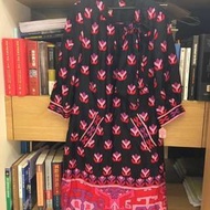 美國精品 Anna Sui 風格 phoebe couture 正品全絲質黑底蝴蝶結粉紅印花洋裝