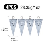 4Pcs Fishing Sinkers Triangular PyramidSurf Weights 1oz 2oz 3oz 4oz 5oz 7oz Taper 4 Corner for Outdo
