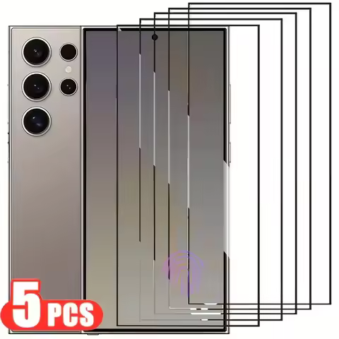 5Pcs Screen Protector for Samsung Galaxy S24 S25 Ultra S22 S23 S21 Ultra Fingerprint Ulock Tempered 