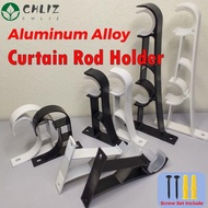 CHLIZ 1Pcs Hanger Hook, Fixing Clip Furniture Hardware Curtain Rod Bracket,  Crossbar Aluminum Alloy Single Double Hang Rod Support Clamp