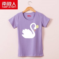 Nanjiren summer T-shirt slim cartoon T-shirt bottoming female cute white swan stamp cotton short sle