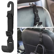 Headrest Hook Universal Car Back Seat Hanger with Adjustable Side Opening Design Rounded Black Suppo