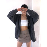 oversized sweatshirt sweatshirt woman Loose Sports Casual Gray Zipper Hooded Sweatshirt