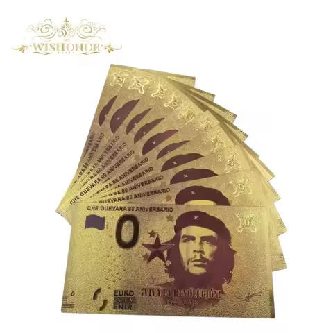 1928 - 2018's CHE GUEVARA 90 ANIVERSARIO Euro SOUV ENIR 0 Euro Gold Foil Banknote For Business & Chr