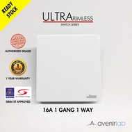 reTouch Ultra Rimless 1 Gang 1 Way Wall Switch Frameless SIRIM Approved [WHITE]