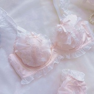 『Ship from MY』Japanese Plus Size Push Up Bra Fresh Cute Lolita Floral Lace Ribbon Bow 大码内衣 70B 75B 7