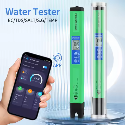 Smart Bluetooth Water Quality Tester 2 in 1 PH Meter 5 in 1 EC TDS SALT SG TEMP Detector APP Control