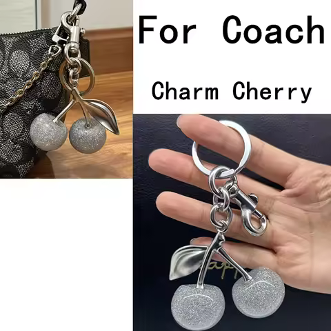 For Coach Handbag Shoulder Bags Shining Silver Crystal Cherry Pendant Women's Purse Keychain Bag Cha
