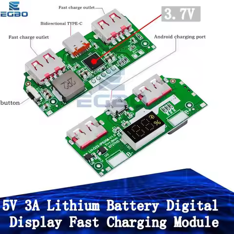 5V 3A Lithium Battery Digital Display Fast Charging Module IP5356 TYPE-C Micro USB QC3.0 2.0 PD3.0 P