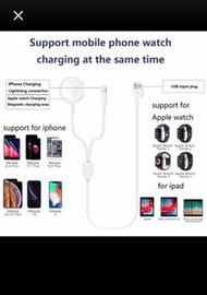 2in1 蘋果手錶手機充電缐 Apple Watch Charger, 2 in 1 iphone Charger With 3.3ft/1.0m Portable Charging Cable Compatible With for Apple Watch Series 4/3/2/1, iPhoneXR/XS/XS Max/X/8/8Plus/7/7Plus/6/6Plus/iPad4/iPad Air