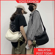 Korean Canvas Shoulder Bag Women Underarm Bag Student Bag with Zipper Unisex Crossbody Bag Sling Bag