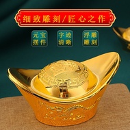 [AS}  Brass Yuan bao Dragon & Phoenix Yuan Bao (big) (9cm x 6cm x 4cm)