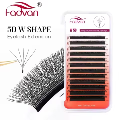 Fadvan 5D W Shape Lashes Black/Brown 5D Soft Faux Mink Eyelash Extension 12Rows 5D Fan Lashes Suppli