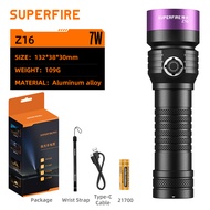 SUPERFIRE ไฟฉาย UV แรงสูง Mini LED ไฟฉาย ไฟฉายแรงสูงไกล 365NM Type-C แบบชาร์จได้ Flash Light S11-H