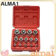 ALMA 14PCS/Set Wrench Head Star Socket Set, 1/4" 3/8" 1/2" External Hex Hexagon Socket Nut Socket, V