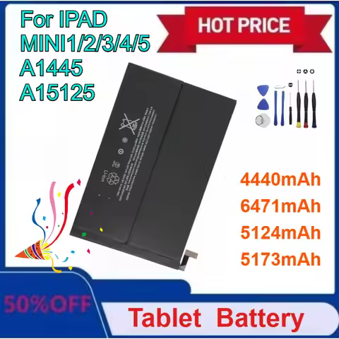 Upgraded for IPad Mini 1 2 3 4 5 Table Battery 4440mAh-6471mAh for A1454 A1455 A1490 for A1445 A1512