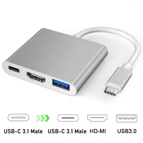 3 In 1 Type C to HDMI-compatible Adapter USB Hub Type C to HDMI Charging Converter For iPhone 15 Ser