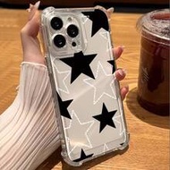 Black White TPU Fashion Star Patterns 1pc Star Transparent Shockproof TPU Phone Case Compatible With