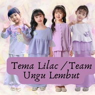 RAYA 2024 Kids Girl LILAC Kurung Moden / Peplum - ( Baju Kurung Budak Perempuan Ungu Lembut )