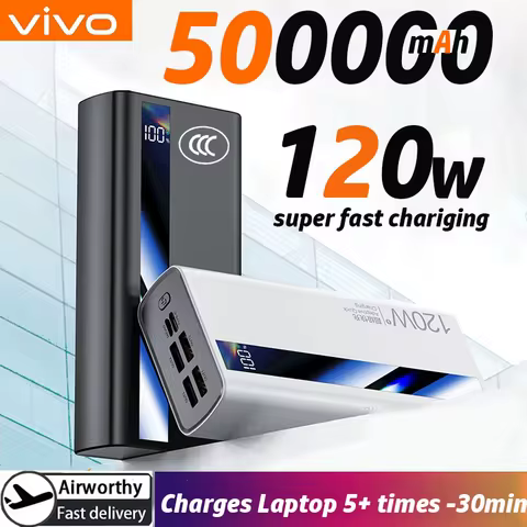 2026 VIIVO 500000mAh 120W Fast Charging Portable Digital Display Powerbank Ultra Large Capacity Powe