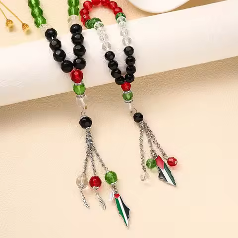 Palestinian Flag Beads Bracelet Palestine Arabic FlagTesbih Prayer Beads Rosary Tasbih Muslim Car-Ho