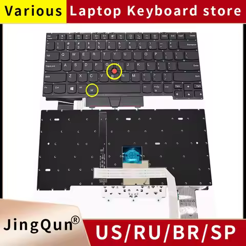 Replacement US Russian Backlit US/RU Keyboard For Lenovo Thinkpad ThinkPad E14 Gen2 E14 Gen3 E14 Gen