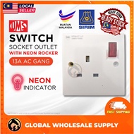 UMS 13A AC GANG SWITCH SOCKET OUTLET With Neon Rocker Electrical Switches White Wall Switch Suis Sir
