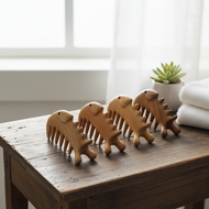 Ebony Wooden Massage Comb Meridian Five-Claw Dolphin Head Massager