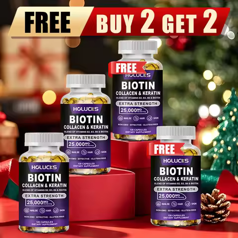 Buy 2 Get 2 Free! Advanced Biotin Collagen & Keratin Capsules, Support Strong Hair, Glowing Skin & N