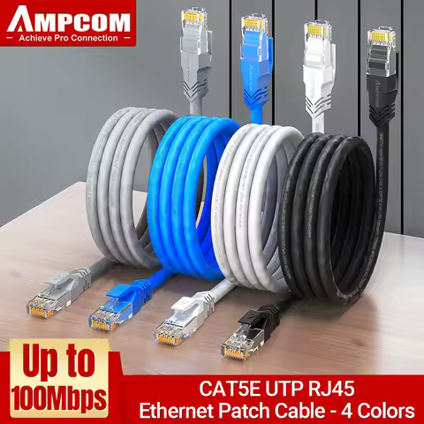 AMPCOM RJ45 Ethernet Cable, Cat5e Lan Cable UTP CAT 5e RJ 45 Network Cable Patch Cord for Desktop Co