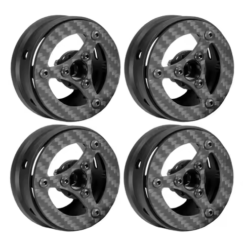 4Pcs Carbon Fiber 1.9inch Beadlock Wheel Rim Hub for 1/10 RC Crawler Car Axial SCX10 TRX4 D90 MST