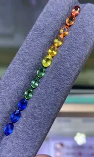 🌈斯里蘭卡天然 彩色 漸變色 彩虹  藍寶石 4x6mm 裸石 12粒一組                                                               
