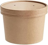 12 oz Kraft Double Poly Paper Soup Containers with Vented Lids–25 Pack Disposable Hot Food Cups, Ice