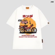 Áo thun HY KOREA Xe Cub đỏ CT 2700 Vintage Vải cotton 75% Phom Rộng Tay Lỡ Cá Tính Co Giãn 4 Chiều.