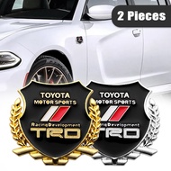 2PC 3D Metal TRD Auto Styling Logo Car Sticker Badge Emblem Tail Decal For Toyota TRD Auris Hilux Co